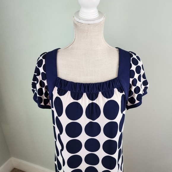 Rabbit Rabbit Rabbit Design  Polka Dot Short Sleeve Midi Shift Dress Size 10 - Picture 2 of 7